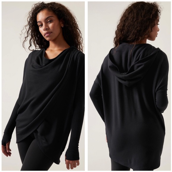 ATHLETA Purana Wrap Black Sweatshirt - Picture 1 of 11